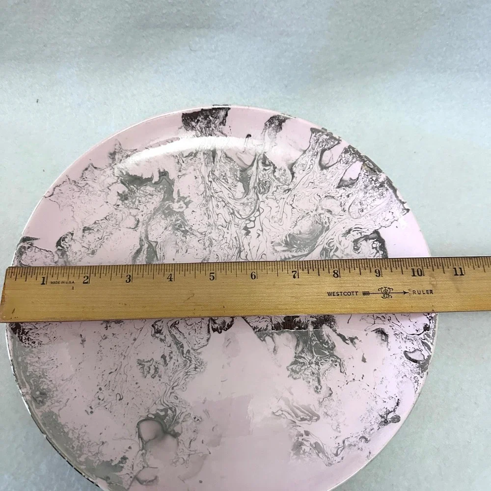 Sascha Brastoff Surf Ballet Pink Platinum Set of 3 Dinner Plates 10.5